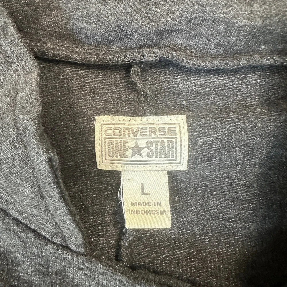 Converse Women One Star Asymmetrical Jacket L Charcoal Grey Cotton Blend Moto